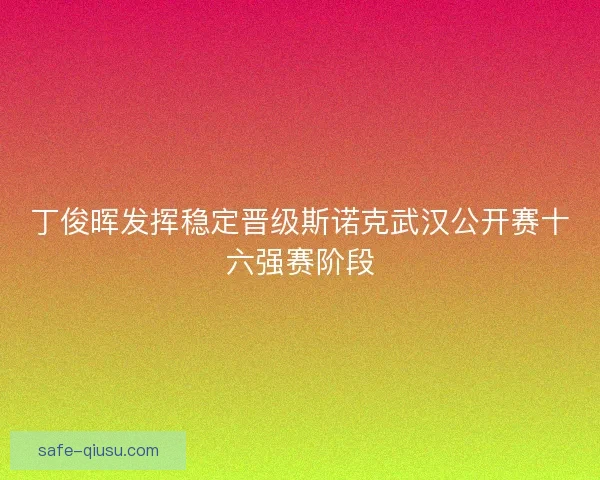 丁俊晖发挥稳定晋级斯诺克武汉公开赛十六强赛阶段