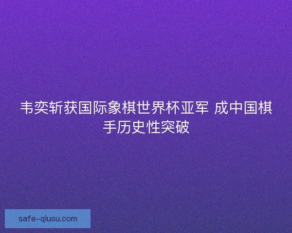 韦奕斩获国际象棋世界杯亚军 成中国棋手历史性突破 韦奕斩获国际象棋世界杯亚军 成中国棋手历史性突破